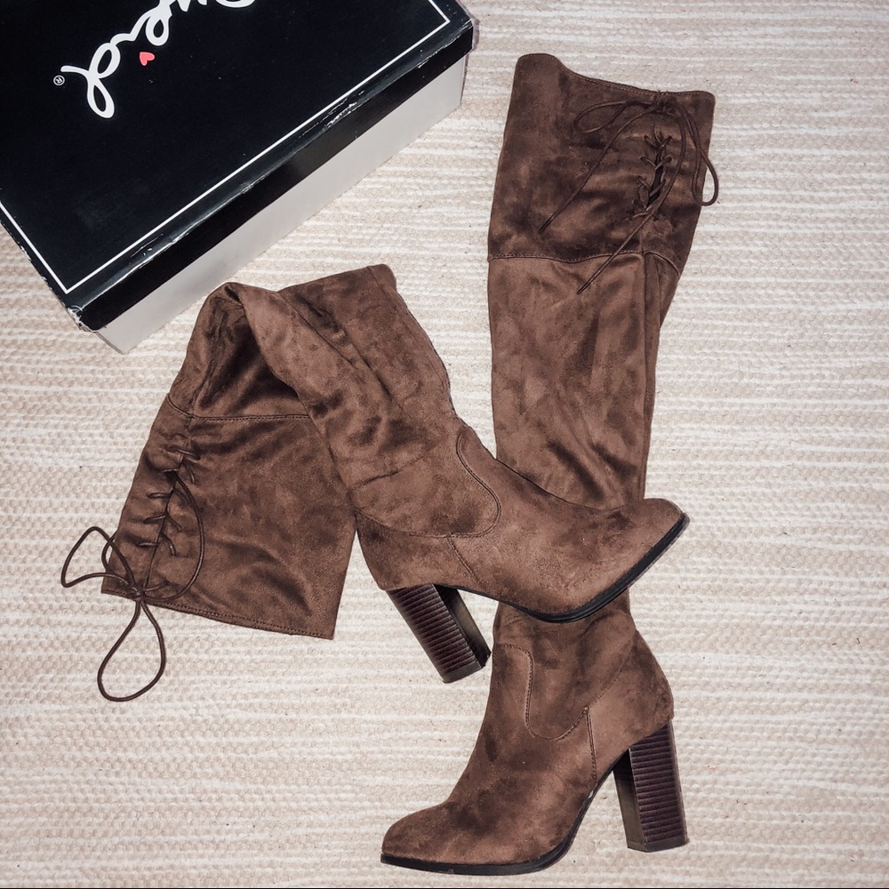 Taupe Over the Knee Boots